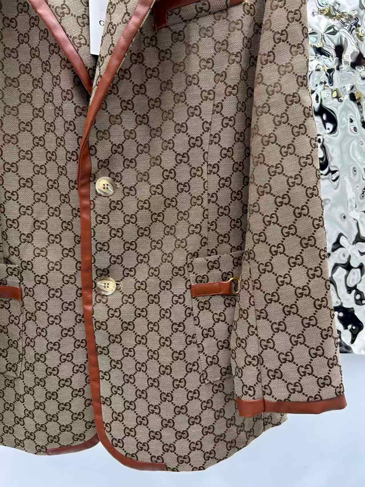 New women's jacquard leather patchwork jacket