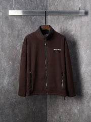 Embroidered fleece zipper jacket jacket