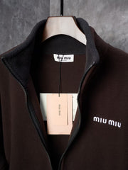 Embroidered fleece zipper jacket jacket