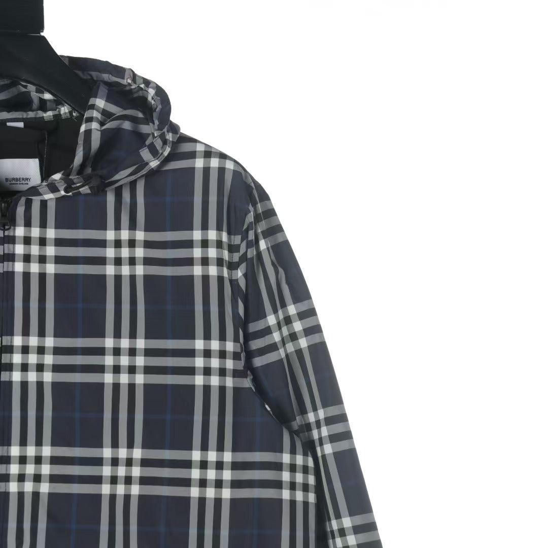New plaid hooded jacket jacket