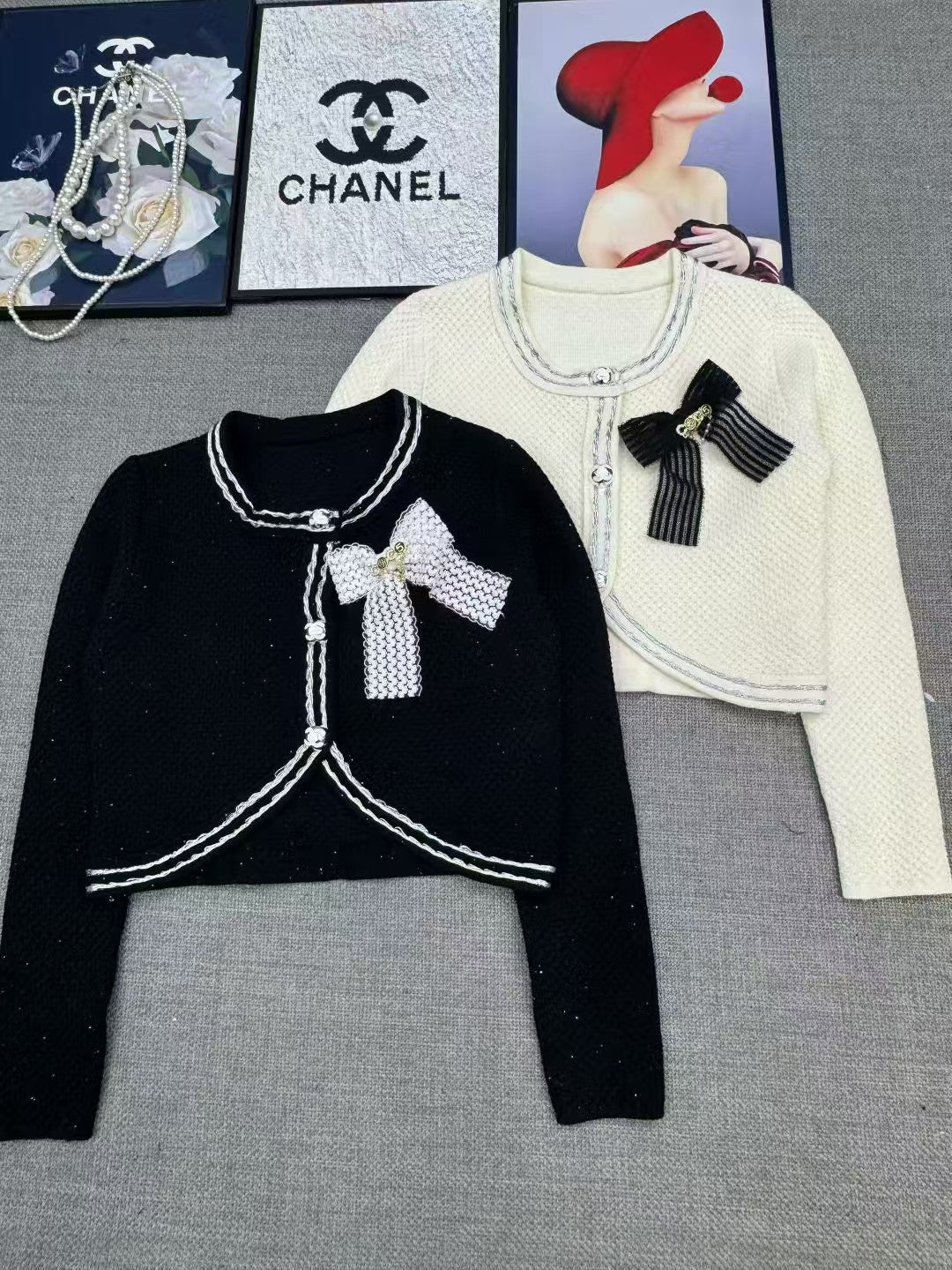Short knit long sleeved cardigan