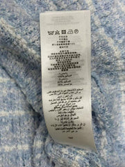 New blue mixed color long sleeved knitted dress