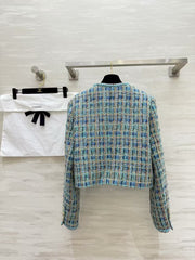 Peacock blue woven jacket