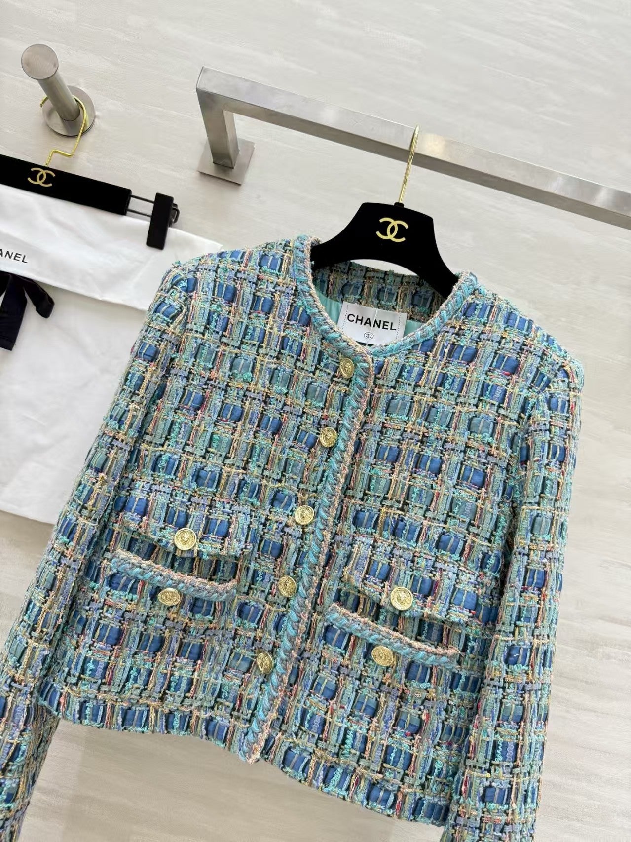Peacock blue woven jacket