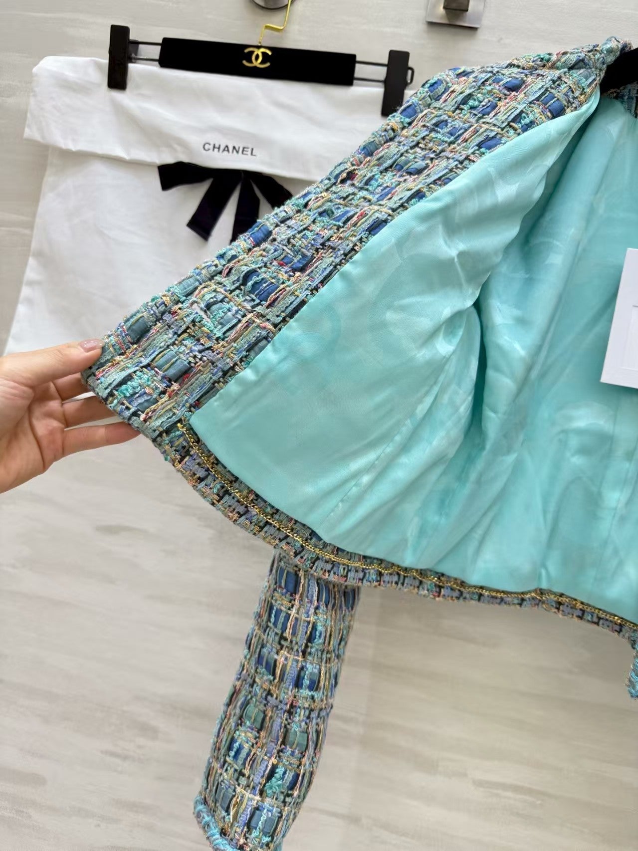 Peacock blue woven jacket