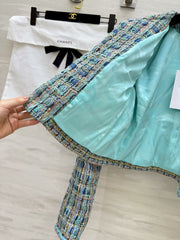 Peacock blue woven jacket