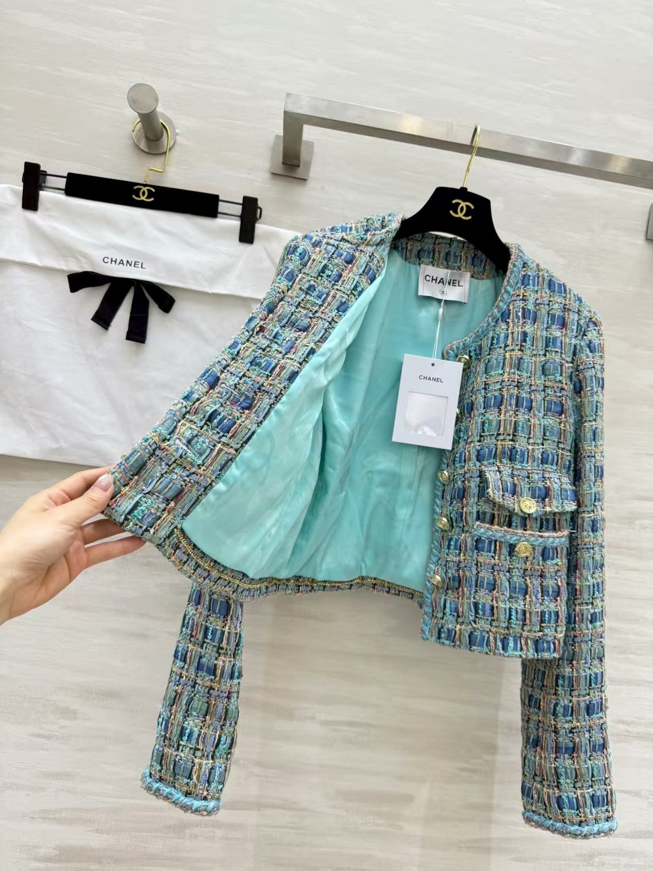 Peacock blue woven jacket