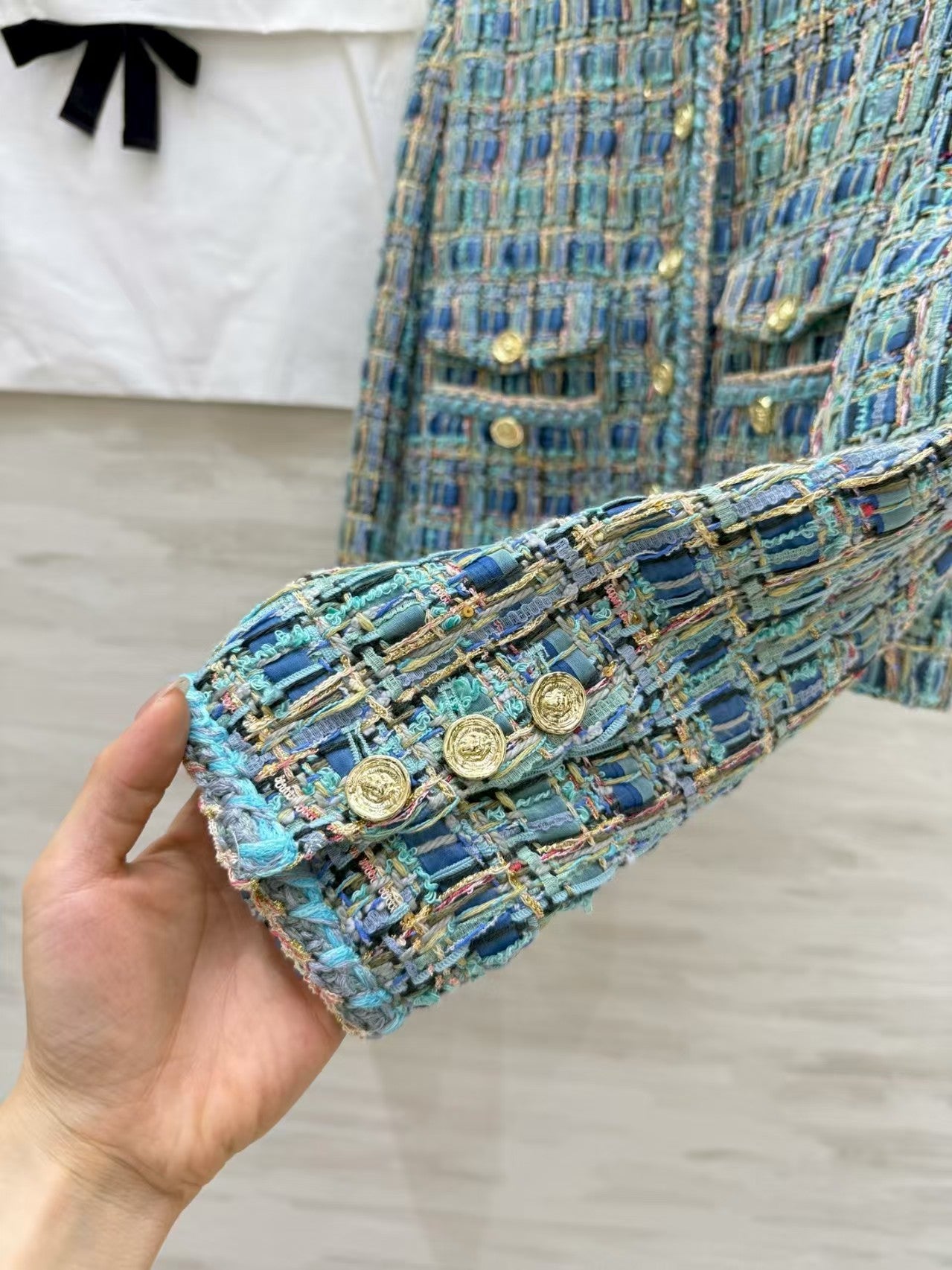 Peacock blue woven jacket
