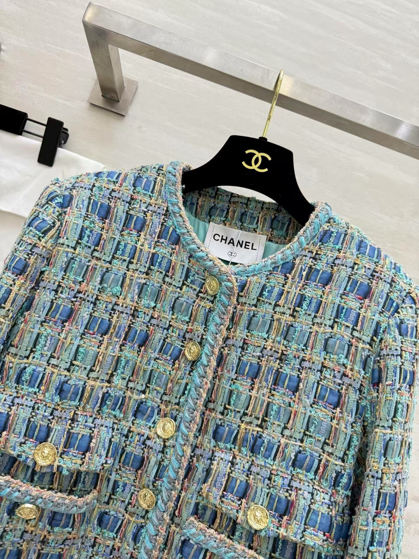 Peacock blue woven jacket