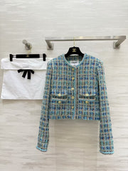 Peacock blue woven jacket