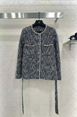 Round neck dress with beaded edges and outer jacket