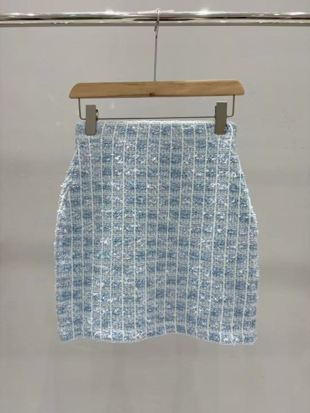 New blue mixed color nail bead knitted half skirt