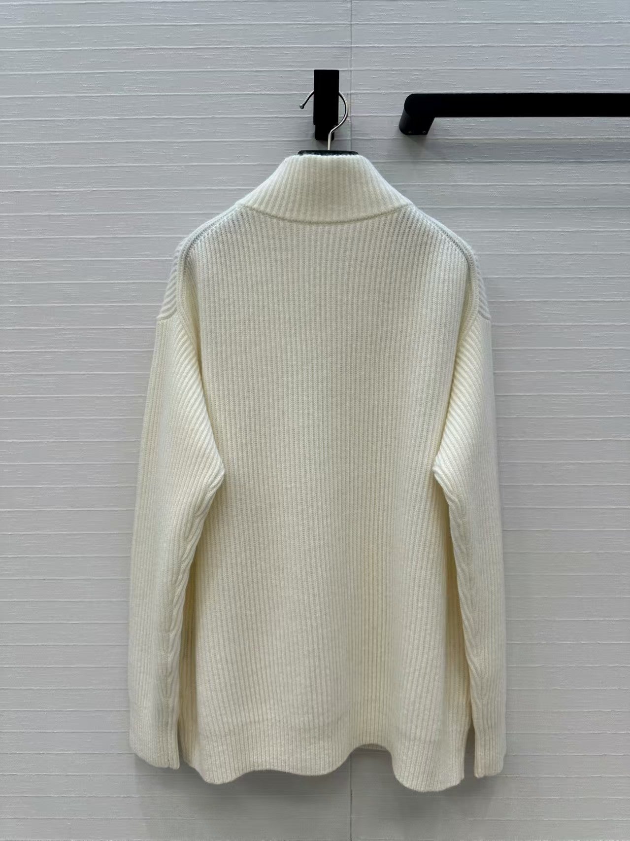 Medium to long cashmere knitted zipper jacket