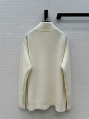Medium to long cashmere knitted zipper jacket