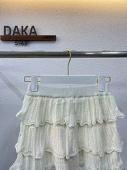 New Knitted Top Short Cake Half Body Two Piece Set