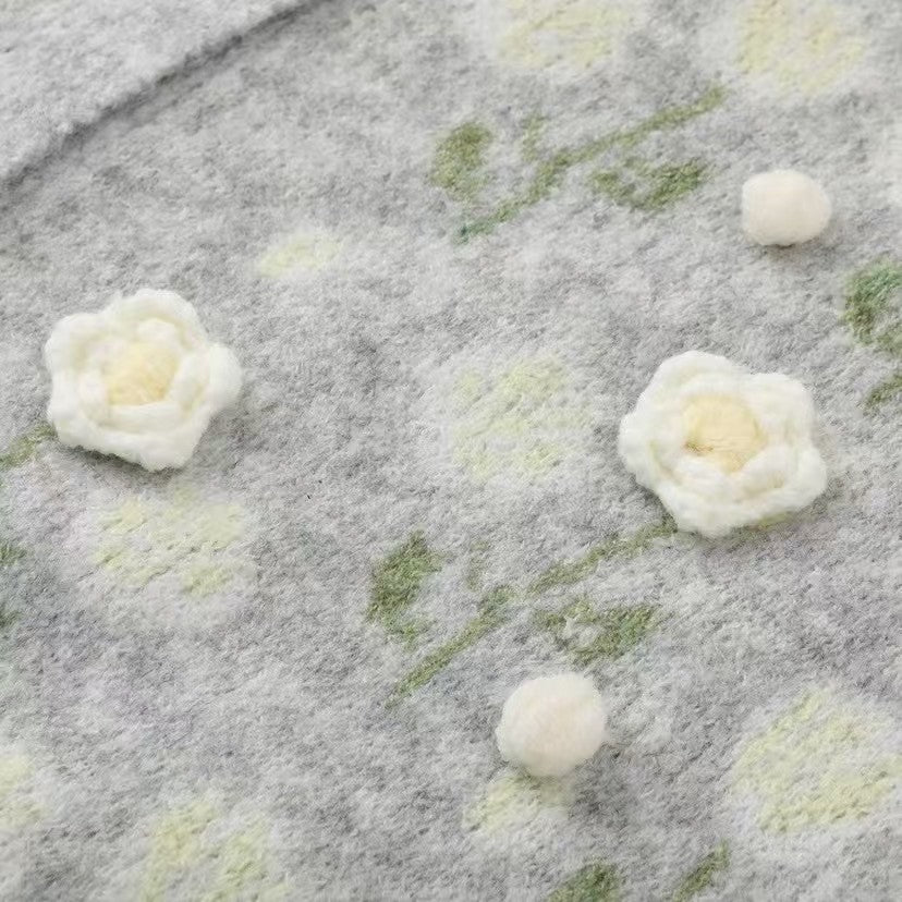 New Knitted Flower Knitted Cardigan