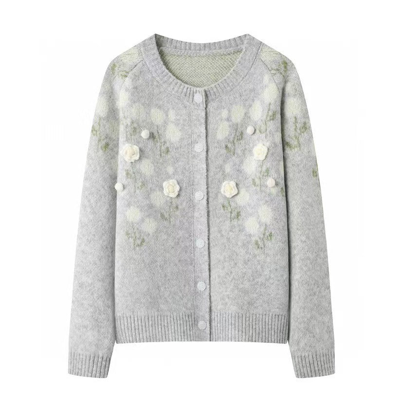 New Knitted Flower Knitted Cardigan