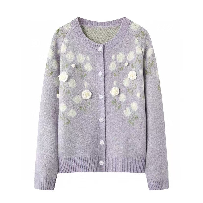 New Knitted Flower Knitted Cardigan