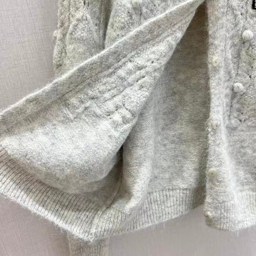 New Fried Dough Twists Knitted Long Sleeve Cardigan