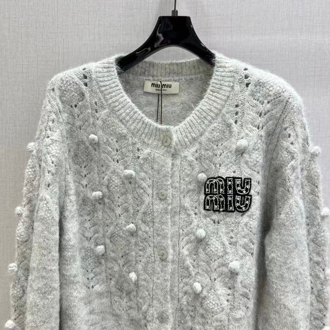 New Fried Dough Twists Knitted Long Sleeve Cardigan