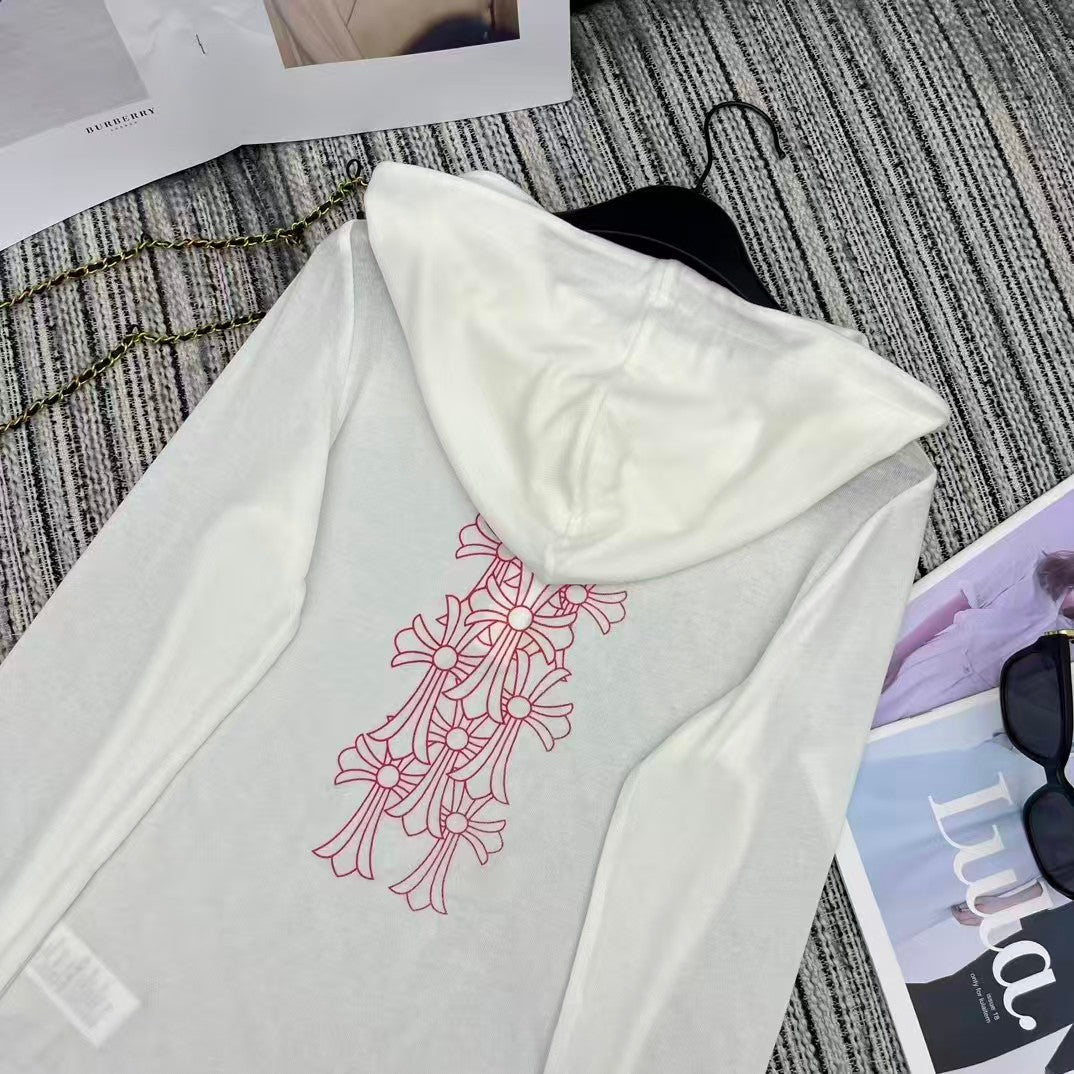 New printed hooded long sleeved top