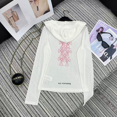 New printed hooded long sleeved top