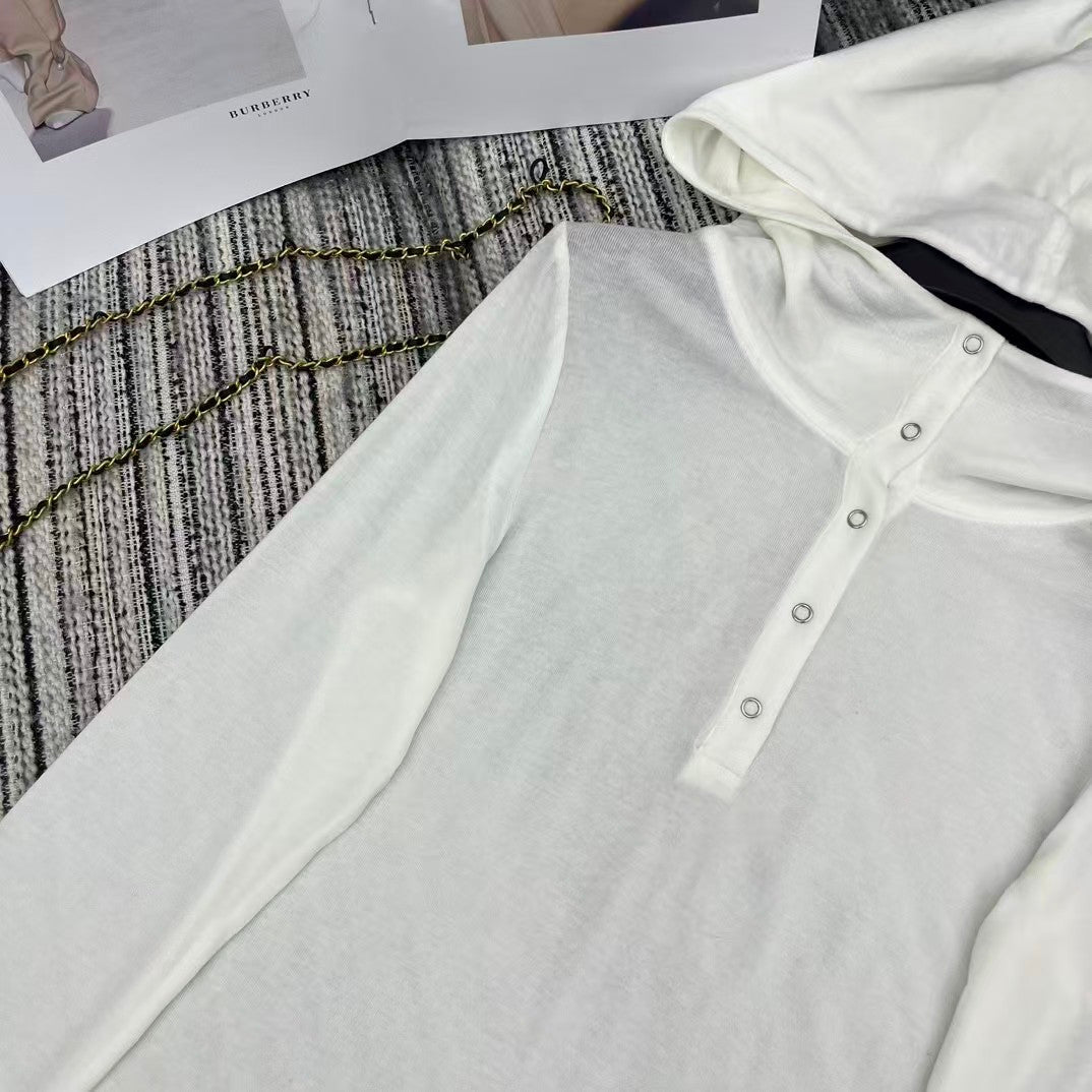 New printed hooded long sleeved top