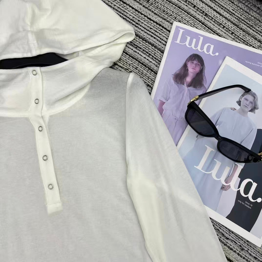 New printed hooded long sleeved top