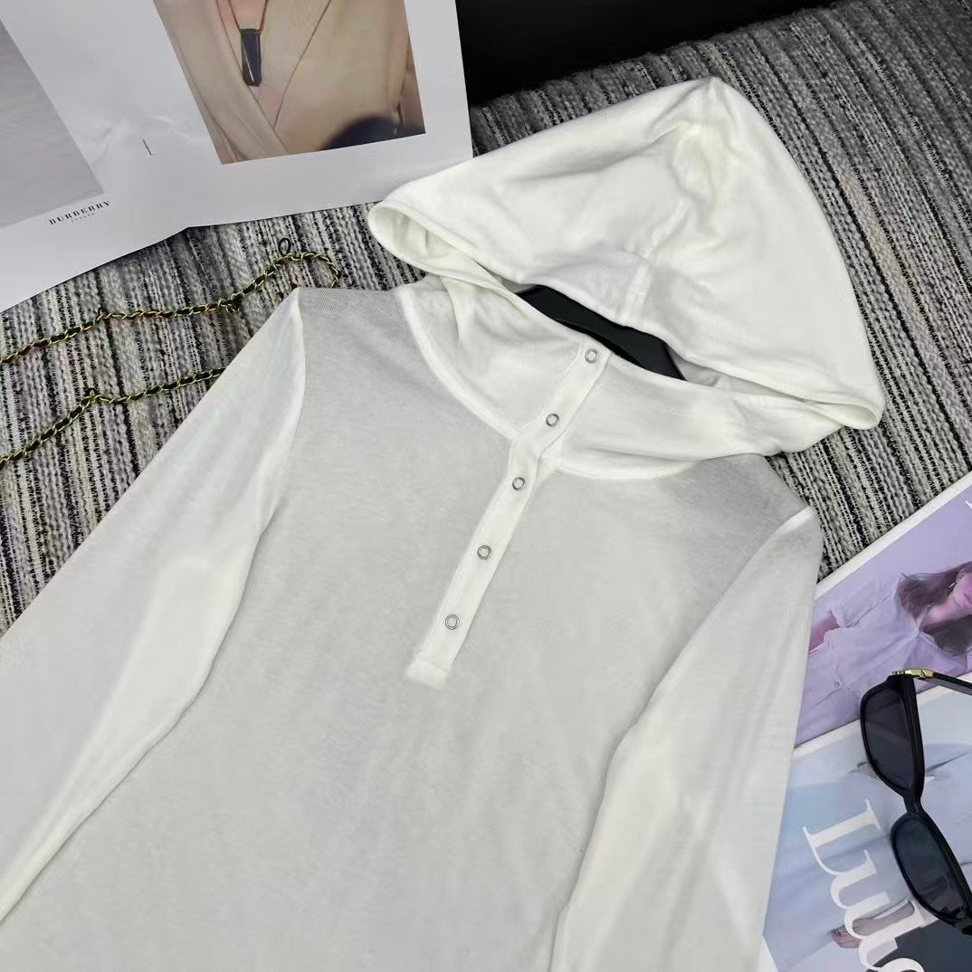 New printed hooded long sleeved top