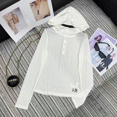 New printed hooded long sleeved top