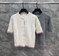 New hollowed out short sleeved cardigan