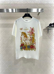New round neck printed short sleeved shirt