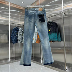 New distressed graffiti micro horn elastic jeans