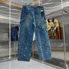 New embroidered straight leg jeans