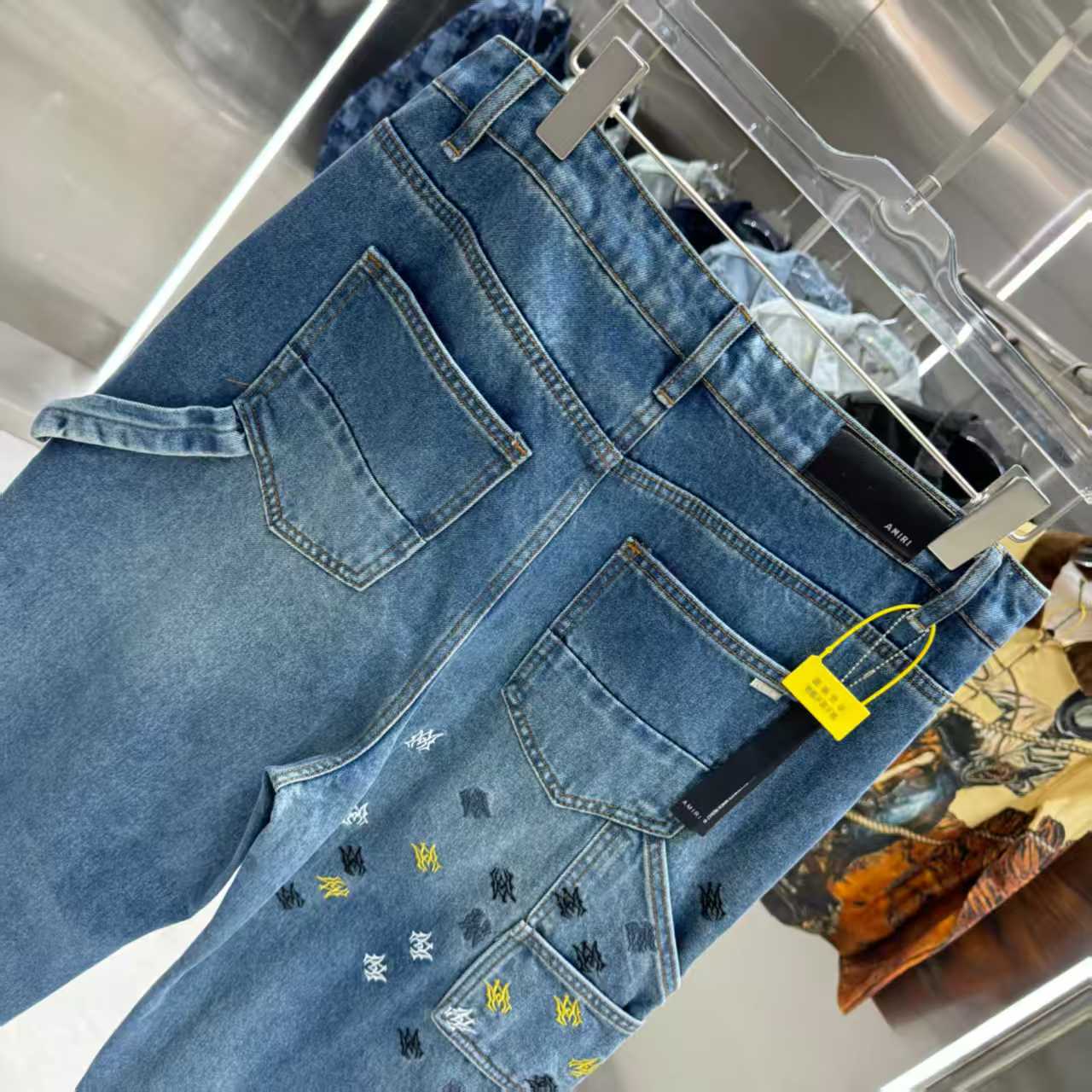 New embroidered straight leg jeans