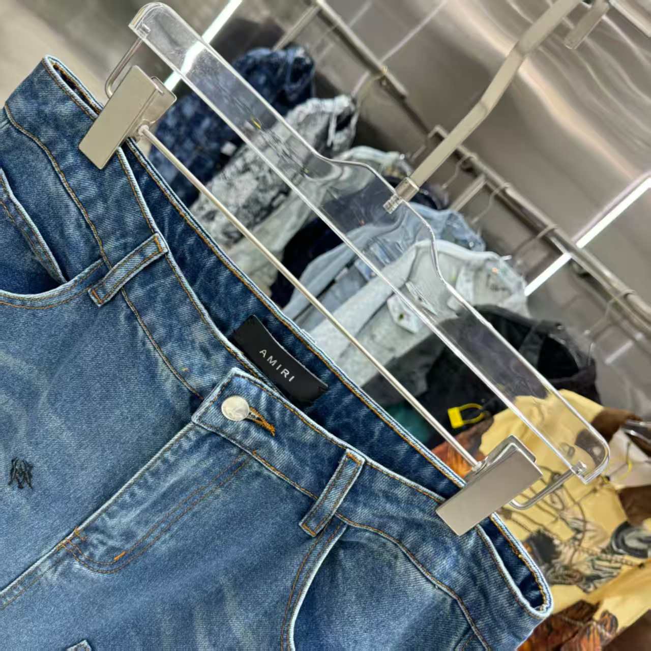 New embroidered straight leg jeans