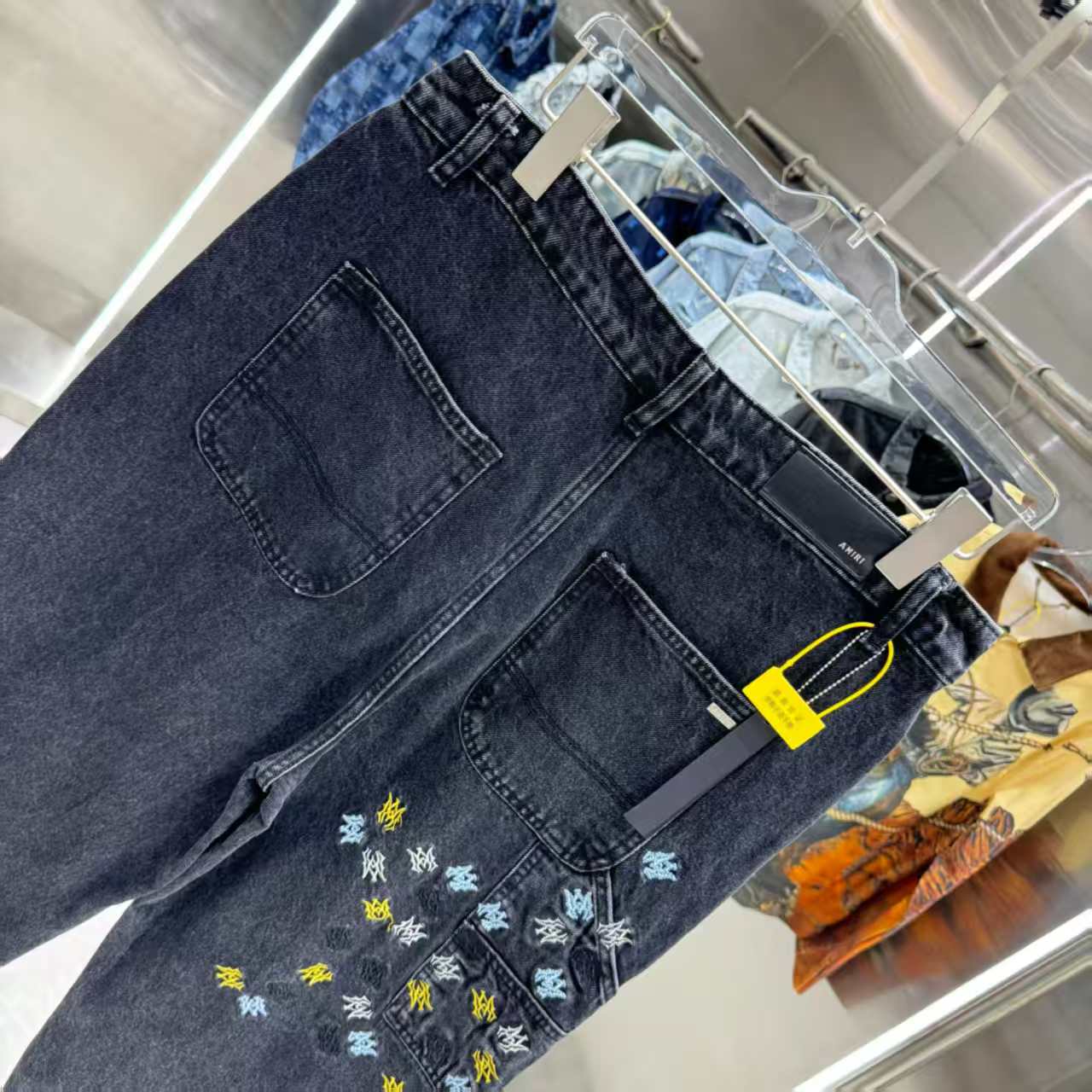 New embroidered straight leg jeans