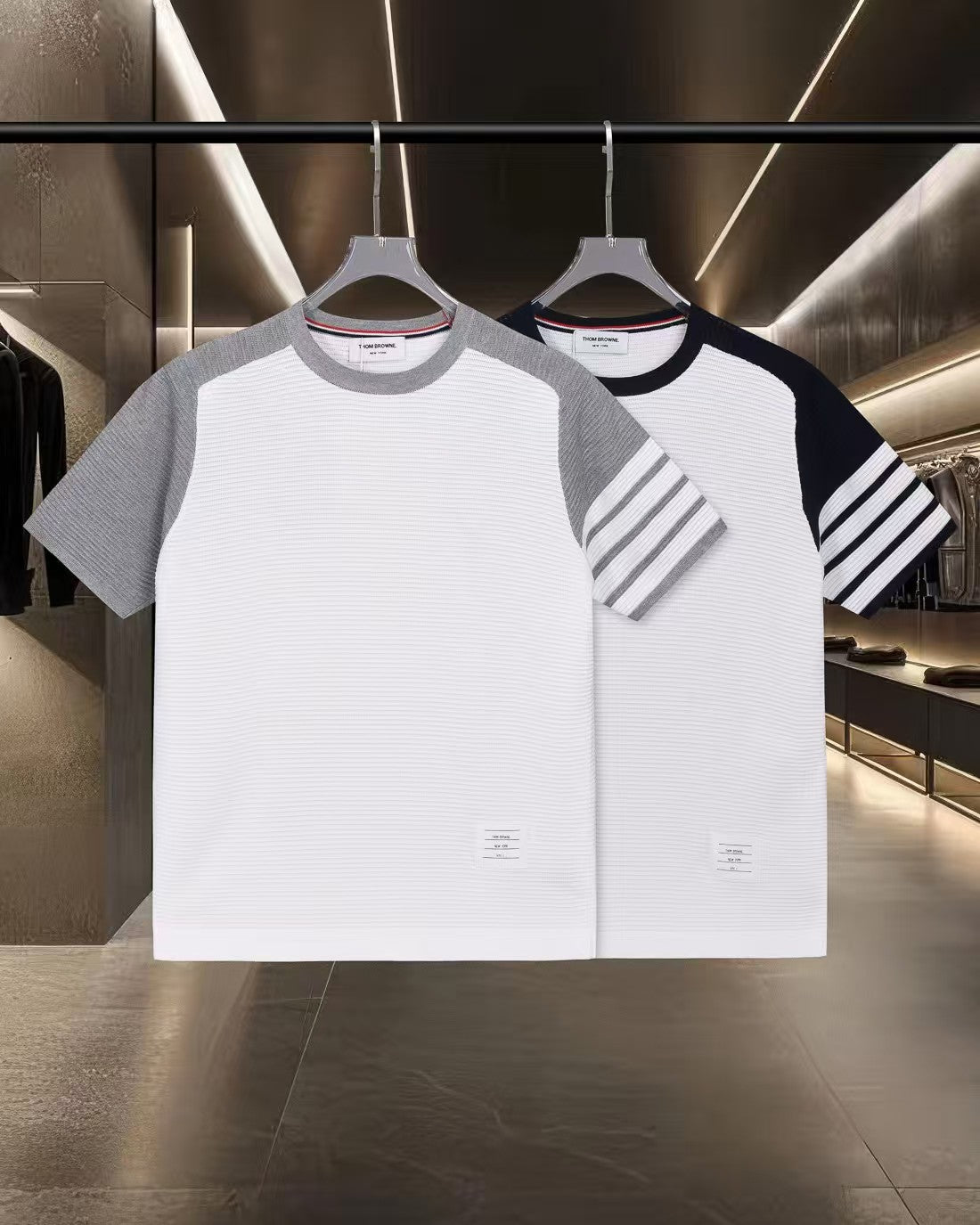 New color blocked knitted casual short sleeved T-shirt
