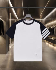 New color blocked knitted casual short sleeved T-shirt