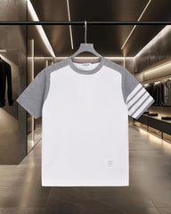 New color blocked knitted casual short sleeved T-shirt