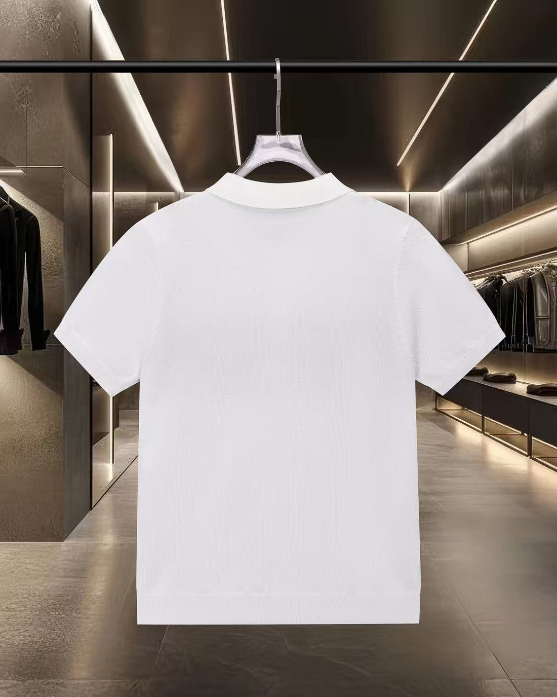 New striped knitted short sleeved polo shirt
