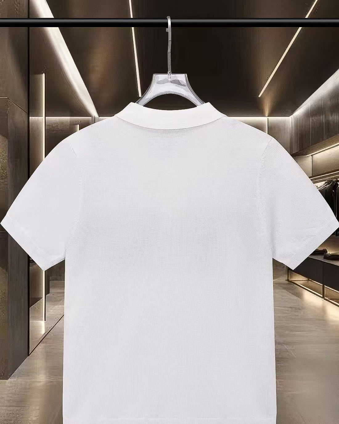 New striped knitted short sleeved polo shirt
