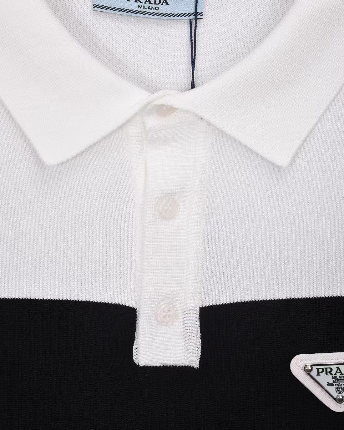 New striped knitted short sleeved polo shirt