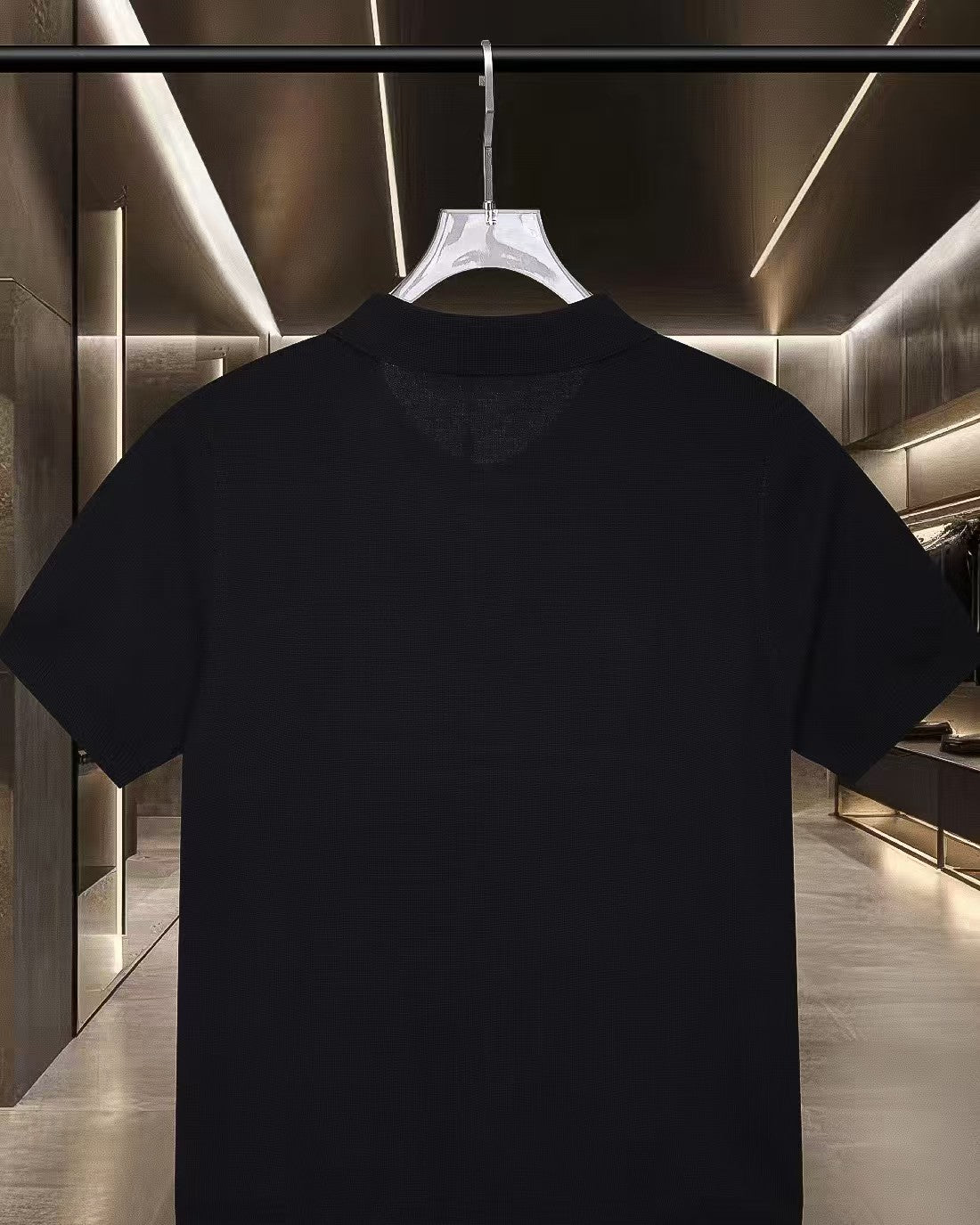 New striped knitted short sleeved polo shirt