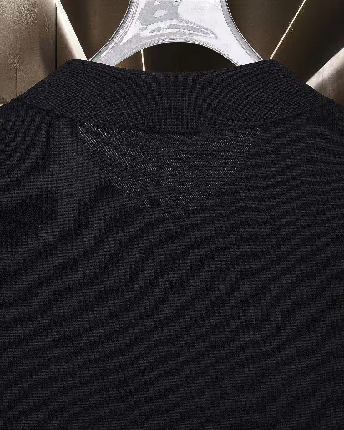 New striped knitted short sleeved polo shirt