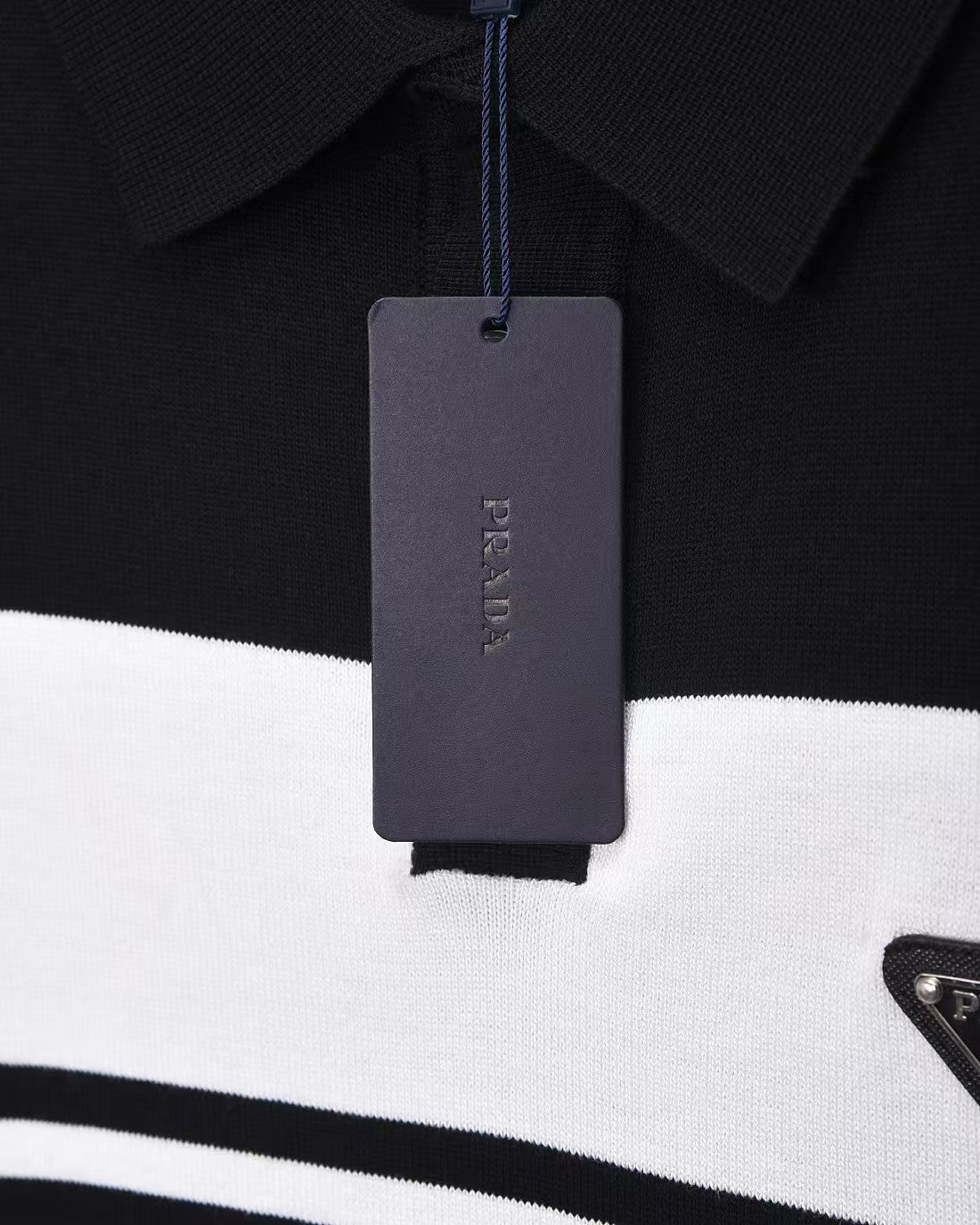 New striped knitted short sleeved polo shirt