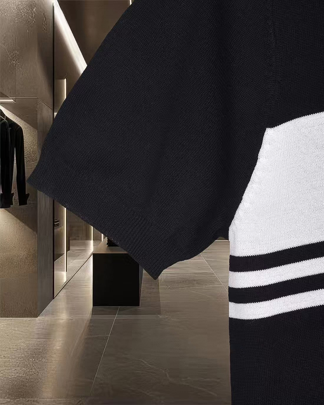 New striped knitted short sleeved polo shirt