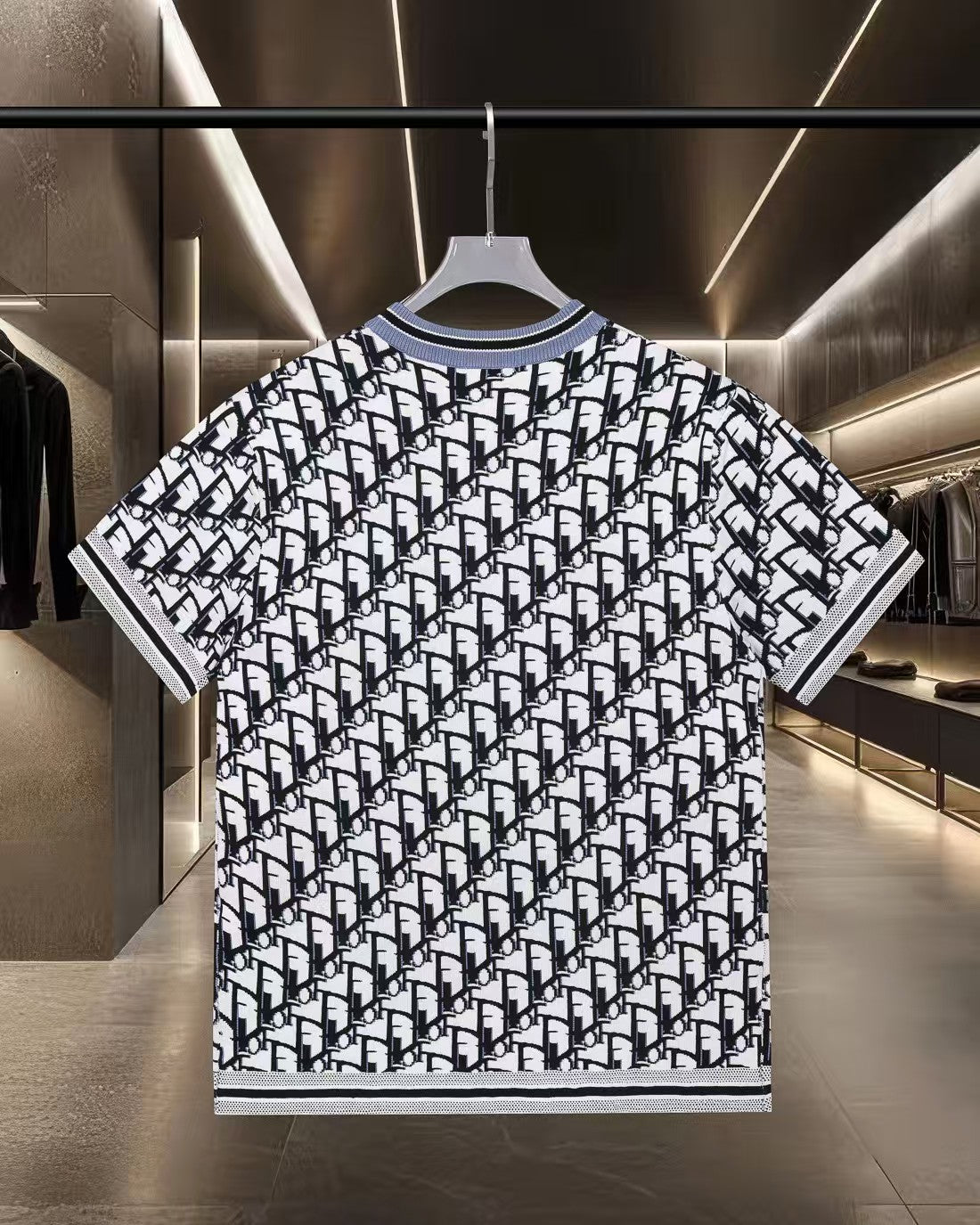 New Jacquard Knitted Short Sleeve T-shirt