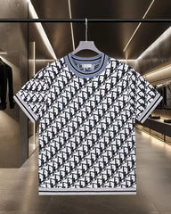 New Jacquard Knitted Short Sleeve T-shirt