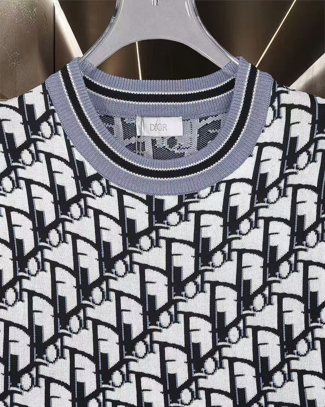 New Jacquard Knitted Short Sleeve T-shirt